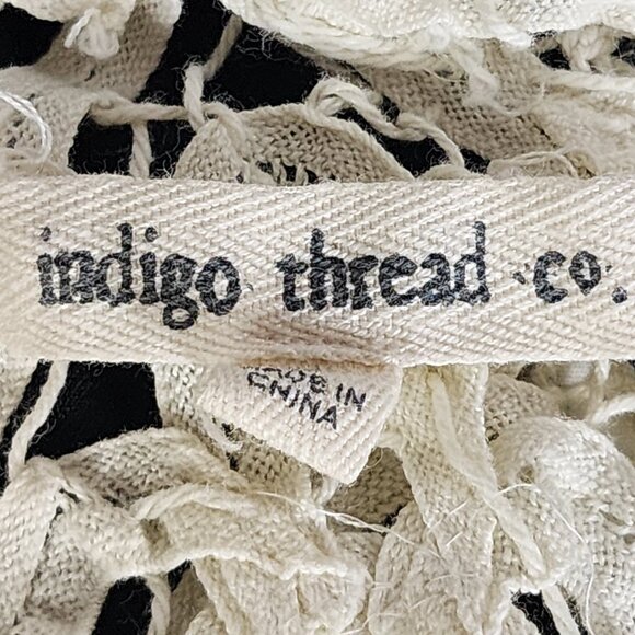 Indigo Thread Denim Button Front Cream Crochet Back Cotton Poly Span Vest Size S - Picture 14 of 16